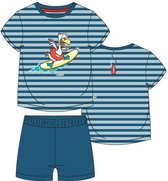 Woody pyjama baby - blauw-rood gestreept - zeemeeuw - 211-3-PSS-S/983 - maat 56