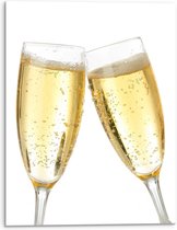 Acrylglas - Proostende Champagne Glazen op Witte Achtergrond - 30x40cm Foto op Acrylglas (Wanddecoratie op Acrylglas)