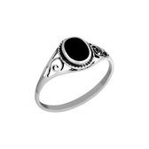 Ringen dames | Zilveren ring met zwarte onyx steen