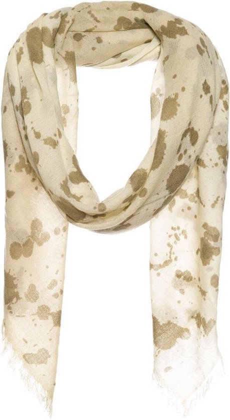 Sjaal beige - 100% wol- splash print