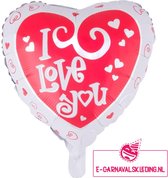 Folie ballon duo hart I Love You voor Valentijnsdag of andere liefdevolle momenten 52x46cm