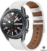 Leer Smartwatch bandje - Geschikt voor  Samsung Galaxy Watch 3 - 45mm bandje leer - wit - Strap-it Horlogeband / Polsband / Armband