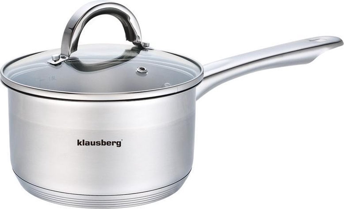 Bol.com Klausberg 7133 - Steelpan met deksel - sauspan - 16 cm - 1.5 liter aanbieding
