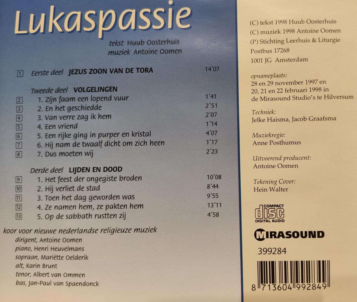 logboek schoorsteen Mus Lukaspassie - Tekst Huub Oosterhuis - Muziek Antoine Oomen / CD Pasen /  Koor voor... | bol.com