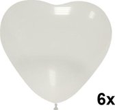 Hartjes ballonnen transparant/doorzichtig, 6 stuks, 25 cm