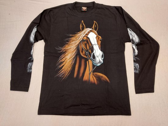 Rock Eagle Shirt: Bruin Paard met witte snoet / Lange mouwen)