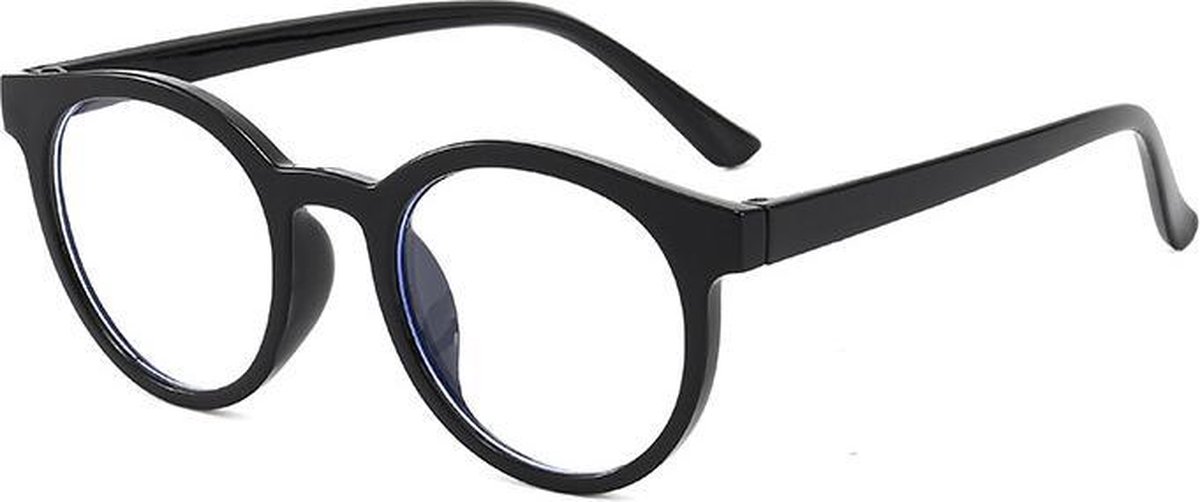 Kinder Computerbril - Anti Blauwlicht Bril - Rond Retro Model - Zwart