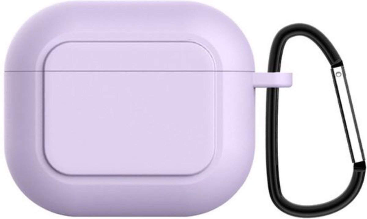 AirPods 3 Case Purple - Siliconen Paarse AirPods 3 Hoesje - voor Apple AirPods 3 - met Clip / Haakje