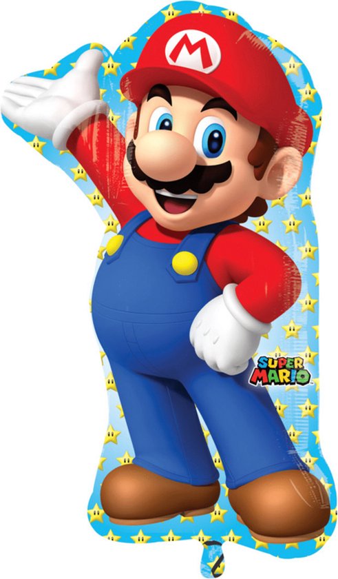 Anagram Supershape folie ballon Mario 55x83cm - Verjaardagsfeest - Themafeest -Super Mario Versiering - Super mario ballonnen - Verjaardag ballon - Kinderfeest - Helium ballon - Folie ballon