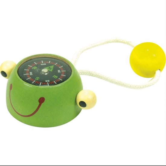 Afbeelding van het spel kompas Kikker groen houten kompas voor kinderen