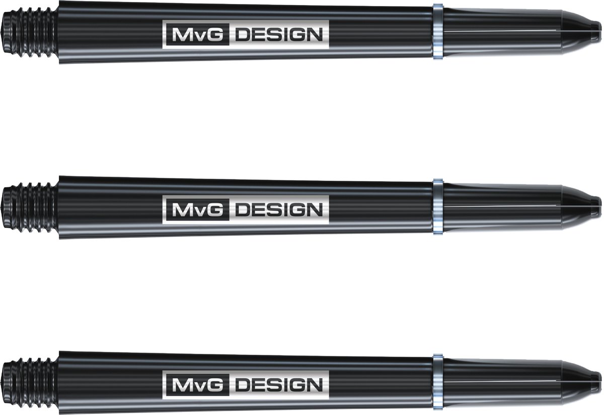 WINMAU - Michael van Gerwen MvG Medium Zwart en Zilver - 1 set per verpakking (in totaal 3 Dart schachten)