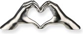Gilde Handwerk - Heart Sign Hands - Beeld Sculptuur - Mat zilver - Keramiek