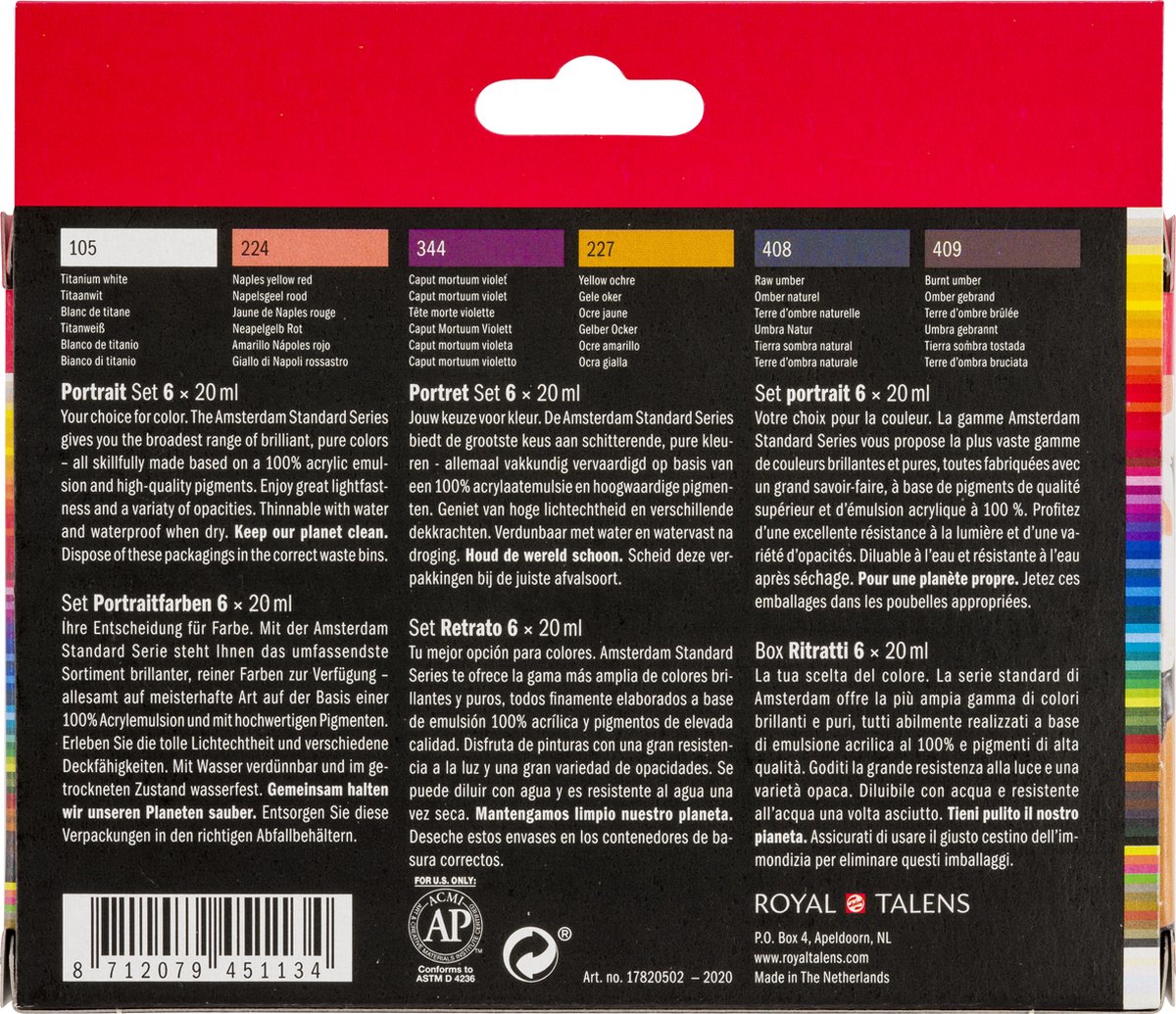 Amsterdam Standard Series acrylverf portret set | 6 × 20 ml — afbeelding 3