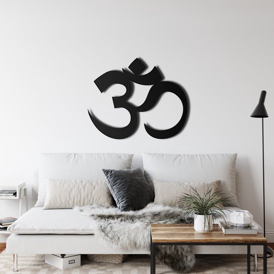 Wanddecoratie | Om | Metal - Wall Art | Muurdecoratie | Woonkamer | Buiten Decor |Zwart| 45x37cm