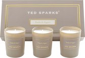 Ted Sparks - Set cadeau - 3 bougies parfumées dans une belle boîte cadeau - Tonka & Pepper