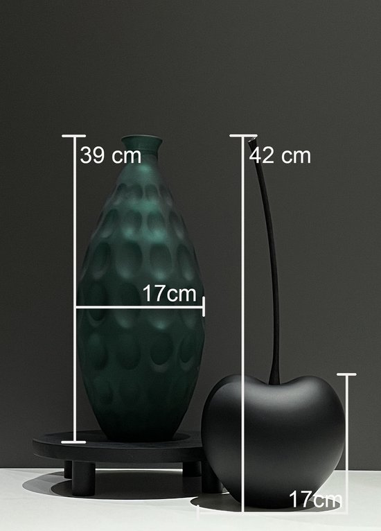 Casablanca 36765 - Decoratieve figuur - sculptuur - kersen Celebration - keramiek - Kleur: Zilver 60 x 25 cm