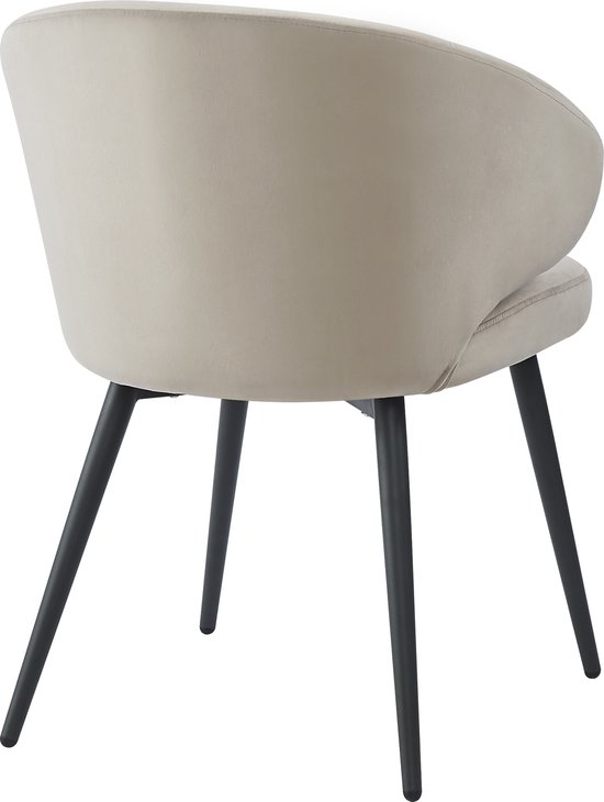 HTfurniture-Bull Chaise de Salle à Manger en Velours Gris Clair avec Pied Noir