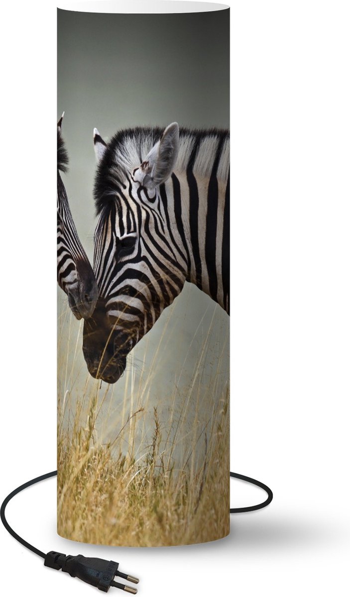 Lamp - Nachtlampje - Tafellamp slaapkamer - Moeder zebra en haar jong - 60 cm hoog - Ø19.1 cm - Inclusief LED lamp