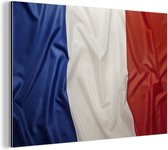Wanddecoratie Metaal - Aluminium Schilderij Industrieel - Close-up van de vlag van Frankrijk - 120x80 cm - Dibond - Foto op aluminium - Industriële muurdecoratie - Voor de woonkamer/slaapkamer