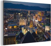 Wanddecoratie Metaal - Aluminium Schilderij Industrieel - Stad - Las Vegas - Nacht - 120x80 cm - Dibond - Foto op aluminium - Industriële muurdecoratie - Voor de woonkamer/slaapkamer