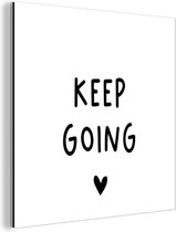 Décoration murale Métal - Peinture Aluminium Industriel - Citation anglaise "Keepgoing" avec un coeur sur fond blanc - 90x90 cm - Dibond - Photo sur aluminium - Décoration murale industrielle - Pour le salon/chambre