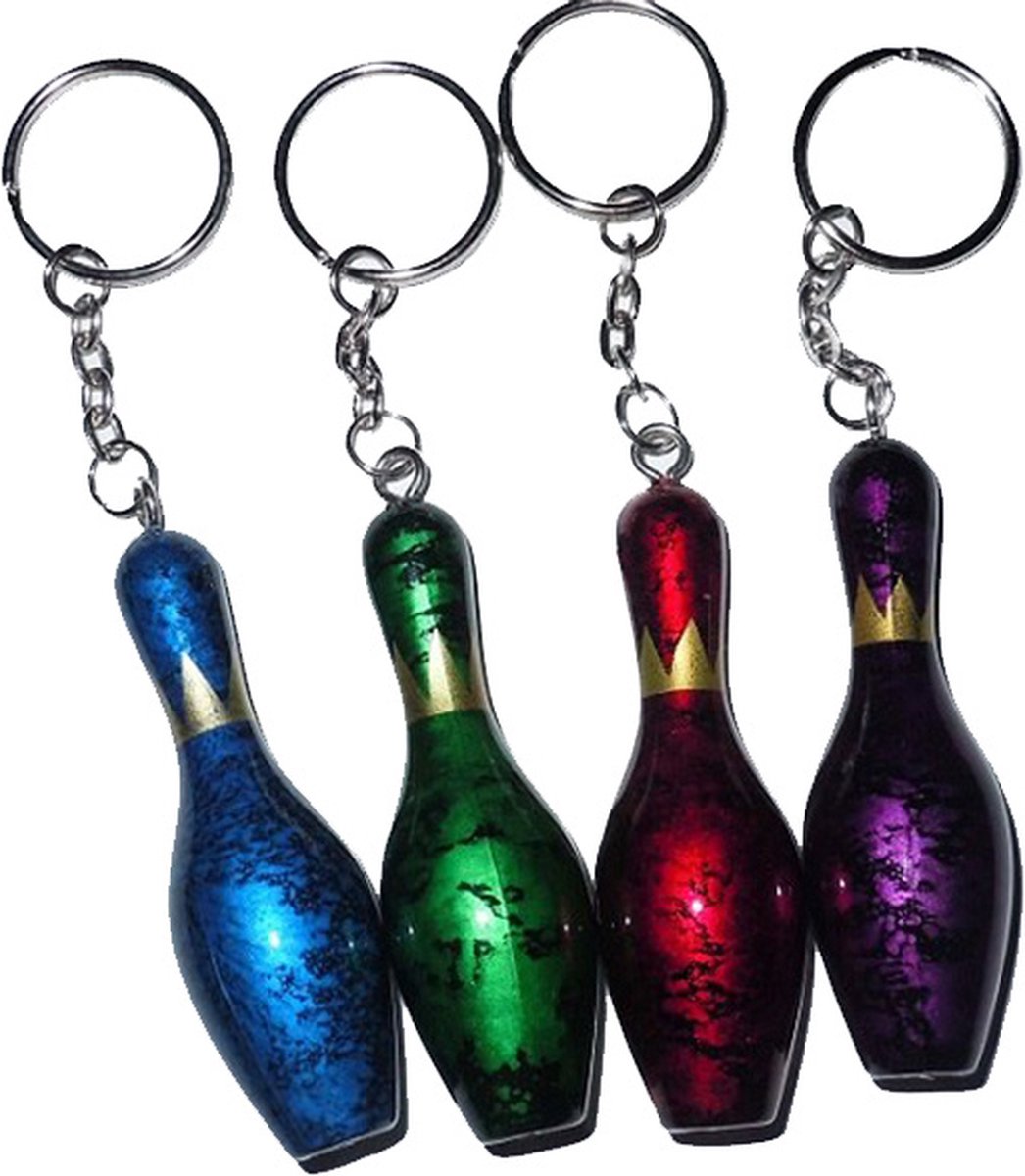 Bowling pin sleutelhanger kleur rood