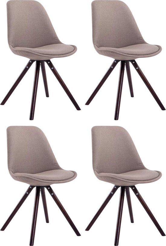CLP Toulouse Set van 4 stoelen - Rond - Stof taupe cappuccino