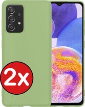 Hoesje Geschikt voor Samsung A23 Hoesje Siliconen Case Hoes - Hoes Geschikt voor Samsung Galaxy A23 Hoes Cover Case - Groen - 2 PACK