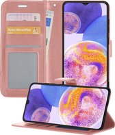 Hoesje Geschikt voor Samsung A23 Hoesje Book Case Hoes Portemonnee Cover Walletcase - Hoes Geschikt voor Samsung Galaxy A23 Hoes Bookcase Hoesje - Rosé goud