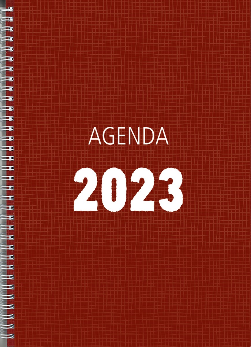 MGPcards - Bureau-agenda 2023 - A4 - Ringband - Spiraal - 7d/2p - Kolom - Bordeaux