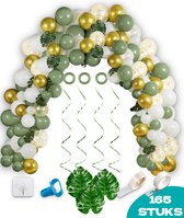 Ballonnenboog 165ST- olijf groen - olijfgroen - goud - baby shower - ballonboom - ballonboog -