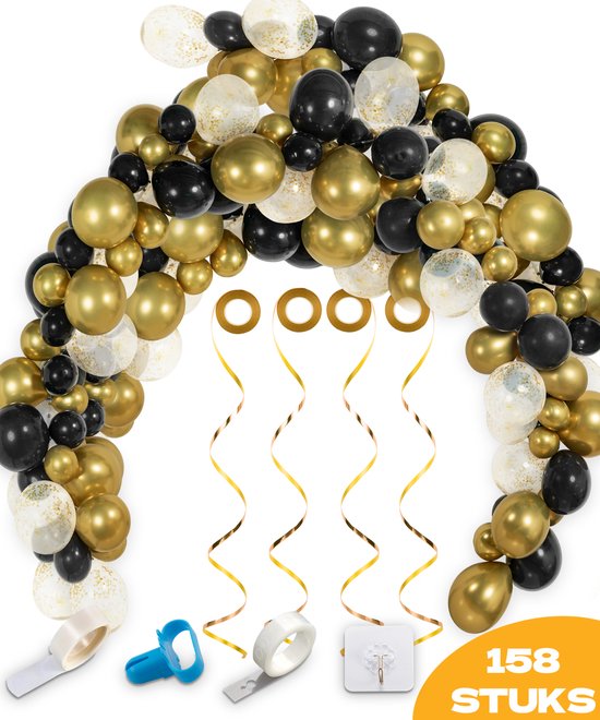 Ballonnenboog - goud - zwart - ballonboom - ballonnen boog - 158ST