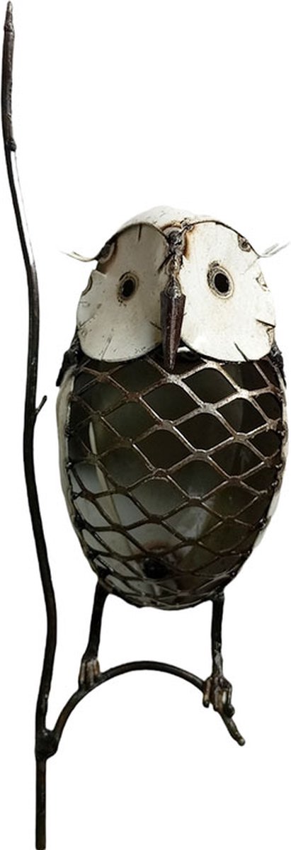 Floz Design pindahouder vogel - tuinsteker uil - pindasilo op steel - fairtrade