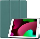 Hoes Geschikt voor iPad 10.2 2019 Hoes Tri-fold Tablet Hoesje Case - Hoesje Geschikt voor iPad 7 Hoesje Hardcover Bookcase - Donkergroen