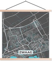 Porte-affiche avec affiche - Affiche scolaire - Zwaag - Plan d'étage - Carte - Plan de la ville - 120x120 cm - lattes vierges