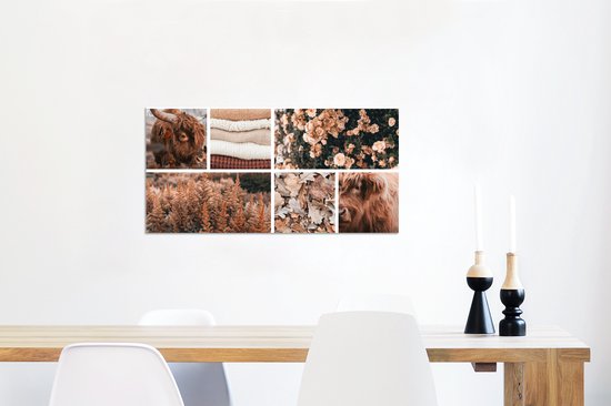 Décoration murale Métal - Peinture Aluminium - Highlander écossais - Collage - Automne - 120x60 cm - Dibond