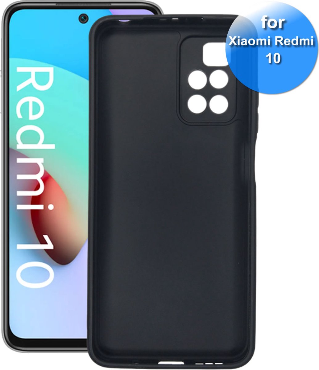 Hoesje geschikt voorXiaomi Redmi 10 - Telefoonhoesje - Zwart Siliconen - Back Cover - Zwart