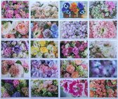 Cartes de vœux' Anniversaire - Fleurs - 20 Pièces - Sans texte - 12 x 17 cm - L-161