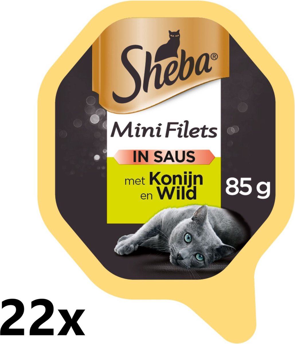 Sheba Sheba Alu - Mini Filets in Saus - Konijn & Wild - 22x85g - Kattenvoer Kuipje