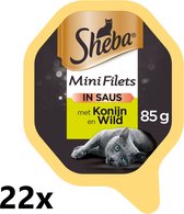 Sheba Alu - Mini Filets in Saus - Konijn & Wild - 22x85g - Kattenvoer Kuipje