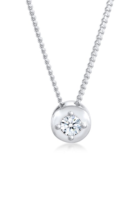Elli PREMIUM Dames Halsketting Dames Solitaire Hanger Elegant met Diamant (0.11 ct.) in 925 Sterling Zilver Verguld