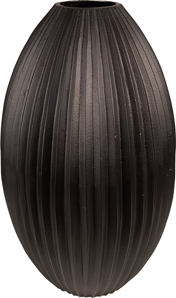 Clayre & Eef Vaas 39 cm Zwart Aluminium Metaal Vaas