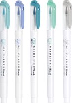 Zebra Mildliner Brush Pennen – Set van 5 Cool Colors verpakt in een Handige Zipperbag