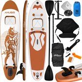 GoodVibes - Stand Up Paddle Board - 320cm - Opblaasbaar SUP Board met Kayak Zitting - Verstelbare Peddel - Handpomp met Manometer - Rugzak - Reparatieset - Camera Houder - Surfboard - Bastet - Roségoud