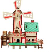 Kit de construction Puzzle 3D Lucky Windmill Windmill Moulin en bois coloré