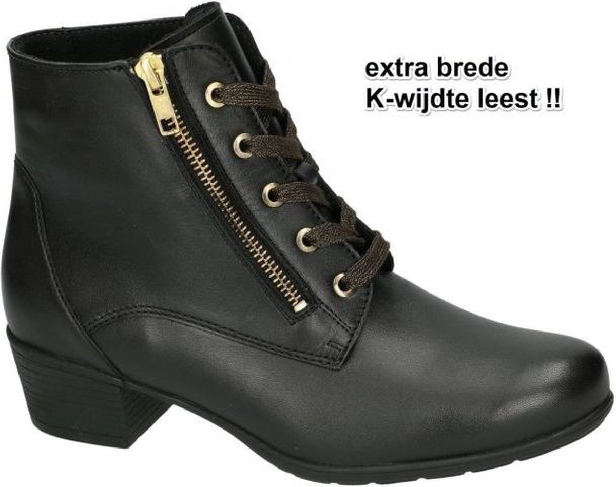 Solidus -Dames -  zwart - enkellaarzen - maat 38