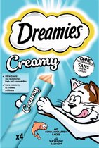 2x Catisfactions - Dreamies - Creamy Zalm - 4x 10gr - Katten snack - Tractatie - Katten snoepjes - Crèmige textuur - Met taurine