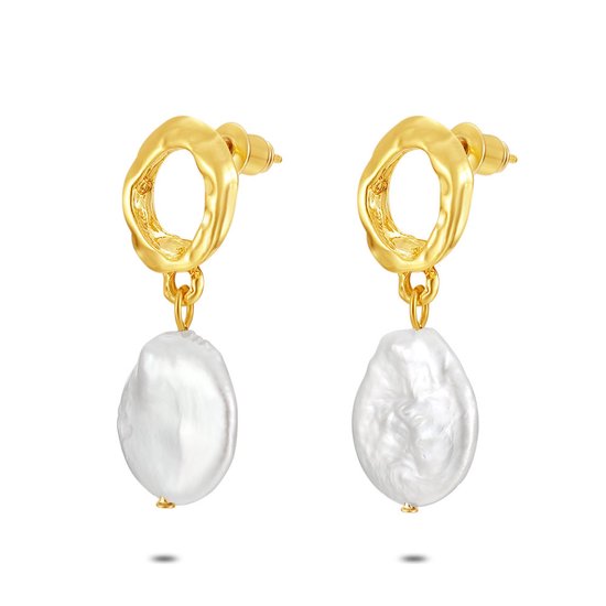 Twice As Nice Boucles d'oreilles haute couture, ovale ouvert, perle plate