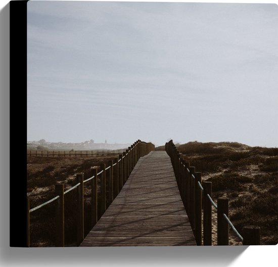 WallClassics - Canvas  - Steiger Richting het Strand - 30x30 cm Foto op Canvas Schilderij (Wanddecoratie op Canvas)