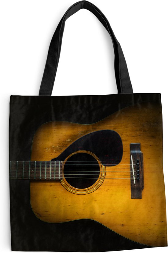 Sac bandoulière - Sac de plage - Shopper Vieille guitare acoustique sur fond sombre - 40x40 cm - Sac en coton